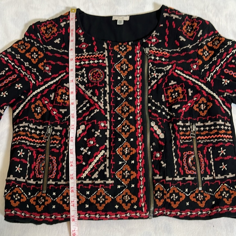 Ecote Aztec beaded boho Multicolor Patterned Blazer - Picture 13 of 16